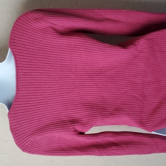 4/$30 ** Open Edit Rib Scoop Neck Ribbed Sweater Pink Size L sz M - Picture 4 of 6